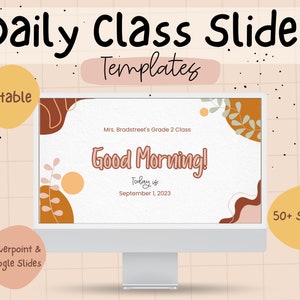 Modern Boho Plant Daily Classroom Slides - Editable Templates