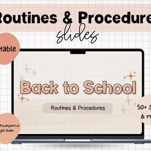 Classroom Routines & Procedures Slides - Simple Neutral powerpoint slides digital download