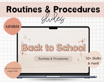 Classroom Routines & Procedures Slides - Simple Neutral powerpoint slides digital download