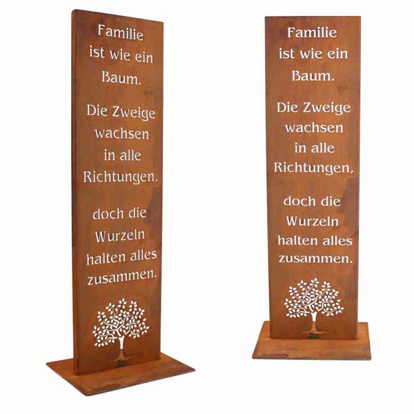 Edelrost Gartendeko Familie Deko Schild Gartenschilder Metall