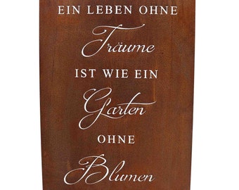 Edelrost Spruchtafel Blume, Geschenkideen von Rostikal