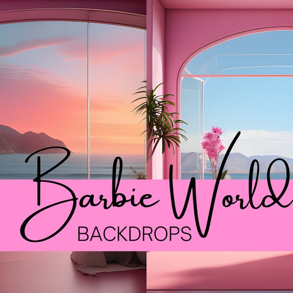 26 Barb Digital Backdrops | 1:1 ratio | Barb Backgrounds | Photoshop Overlays | Dream House | Life in Plastic Set | Dollhouse | Film