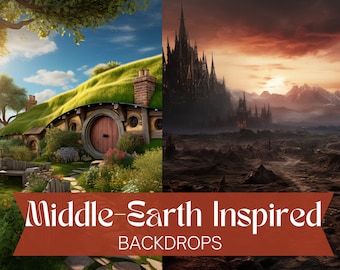 24 Middle-Earth Inspired Backdrops | 1:1 Ratio | Fantasy Landscapes | Photoshop Overlays | Dream Worlds | Epic Journeys | Film