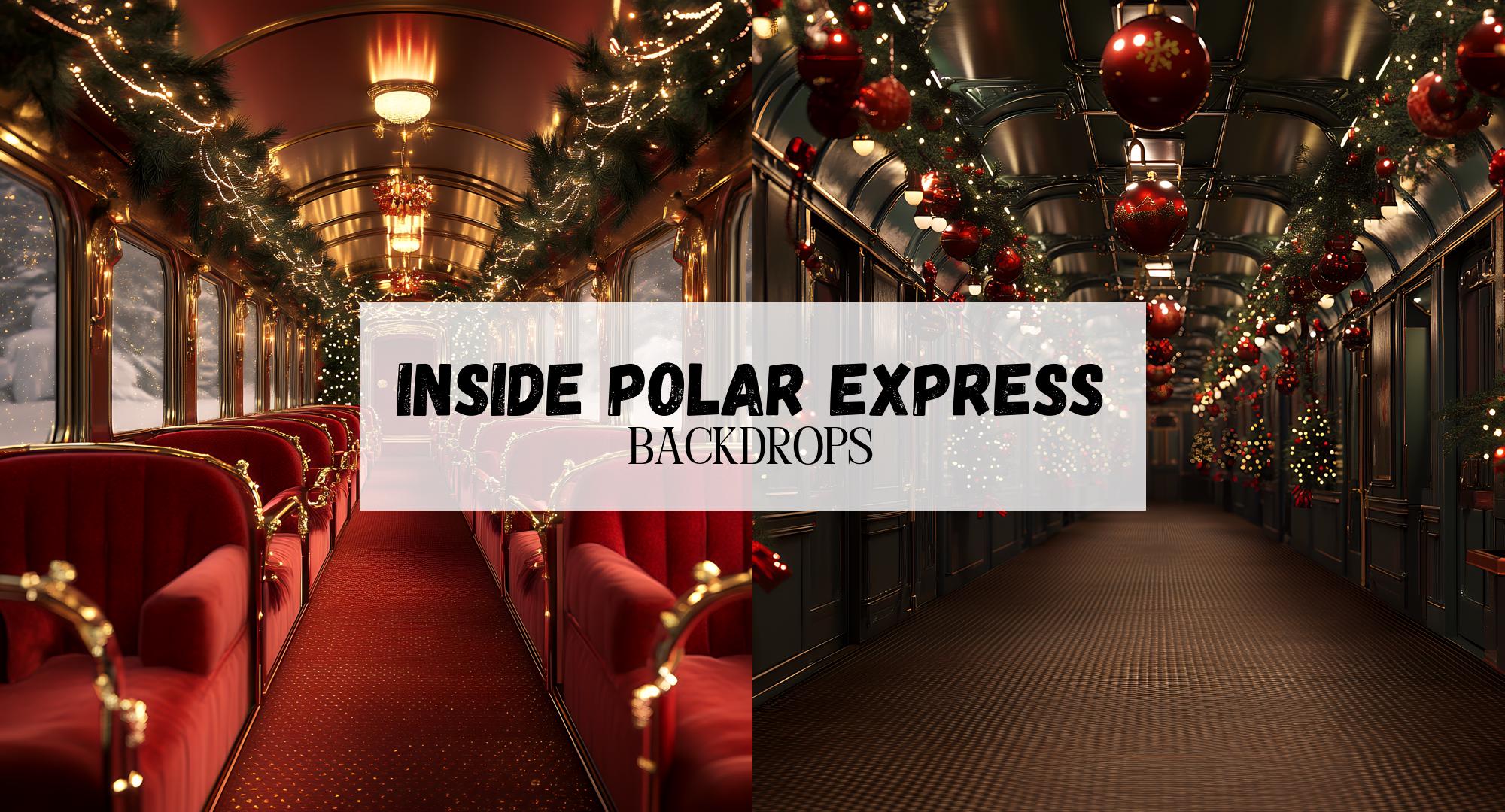Kit Décoration Fête Polar Express – Backdrop, Lumières, Flocons, Billets, Pailles, Cloches