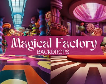 20 Magical Factory Digital Backdrops | 1:1 Ratio | Candyland Backgrounds | Photoshop Overlays | Life in Sugar Set | Movie Inspired