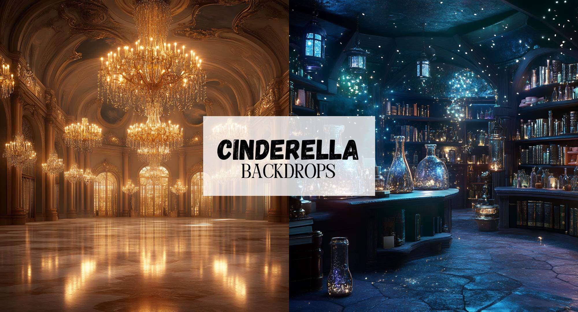 20 Cinderella Backdrops | 1:1 Ratio | Enchanted Castle Backgrounds ...