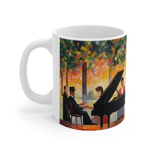 Music Mug, gift for music lover, gift for friends, gift for pianist, musicians, piano student, cartoon, piano, pianist, piano teacher, #69