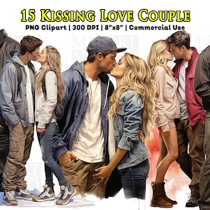 Küssen Liebe Paar Clipart, Aquarell küssen Clipart, Romantik PNG, umarmen PNG, Journaling, Scrapbooking, kommerzielle Nutzung, Sublimation PNG
