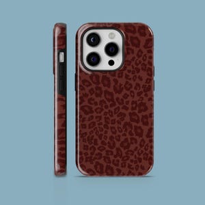 Coque de portable bordeaux à imprimé léopard Bordeaux, Crimson Cover pour iPhone 16 15 14 13 12 11 Samsung S25Ultra S24 S23FE A54 A25 A14 Pixel 9 8A 8Pro