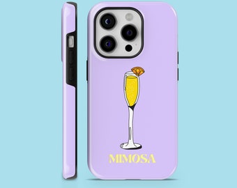 Mimosa Tough Phone Case Bubbly Beverage Cover for iPhone 15, 14, 13, 12, 11, Xr, Samsung S24Ultra S23 S22FE A54 A25 A14 Pixel 8 7A 7Pro 6Pro