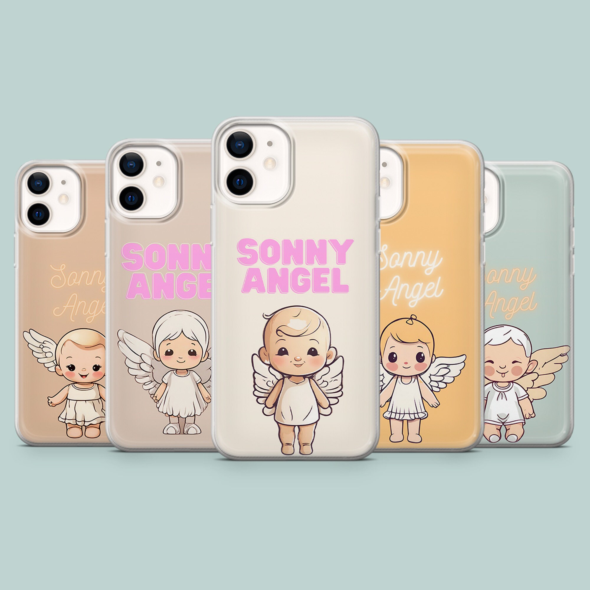 Sonny Angel Phone Case Angel figurine Cover para iPhone 15, 14, 13, 12, 11,  Xr, Samsung S24Ultra, S23, S22FE A54 A25 A14 Pixel 8 7A 7Pro 6Pro -   España