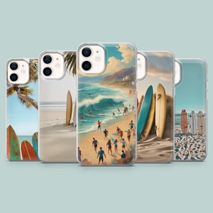 Coque de surf pour iPhone 16, 15, 14, 13, 12, 11, Samsung S25Ultra, S24, S23FE, A54, A25, A14, Pixel 8, 7A, 7Pro, 6Pro