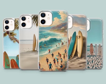 サーフィン フォンケース サーフボード カバー iPhone 17、16、15、14、13、12、Samsung S25Ultra、S24、S23FE、A54、A25、A14、Pixel 8、7A、7Pro、6Pro用