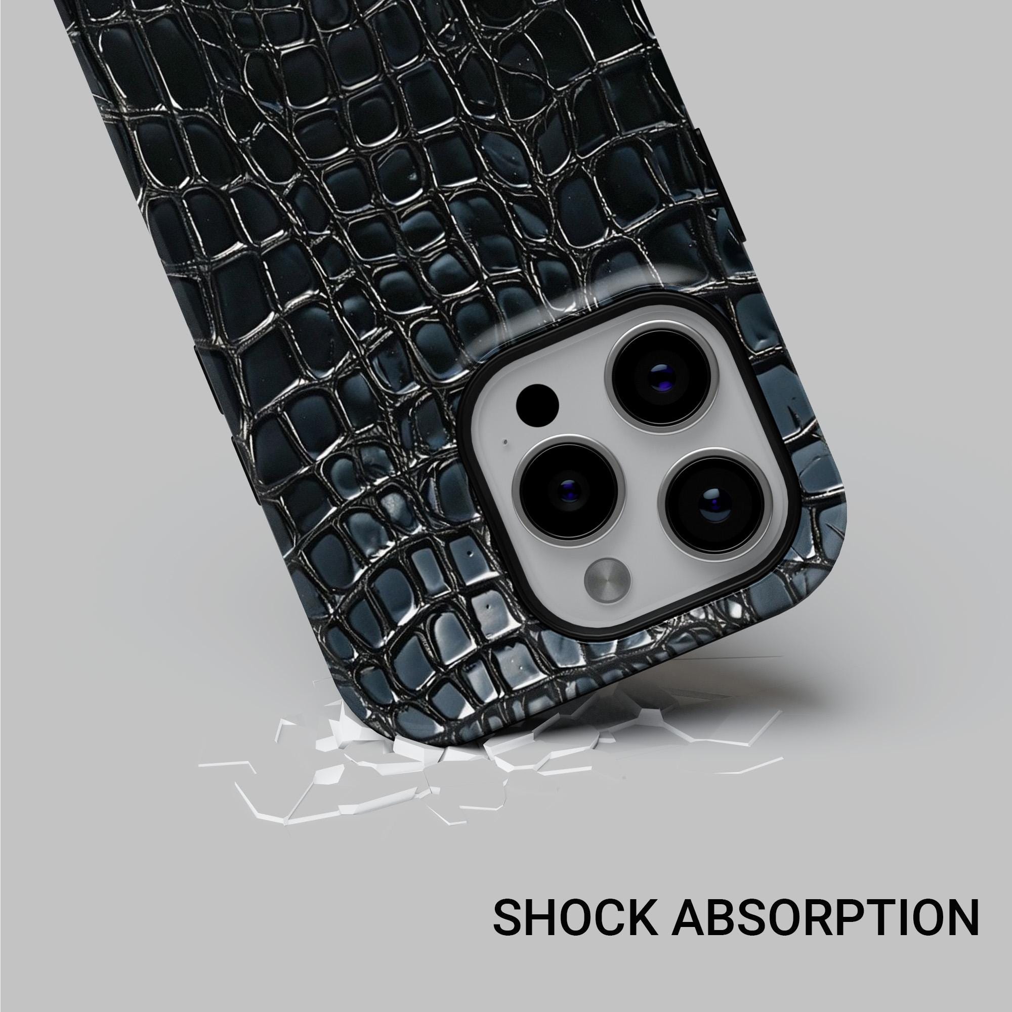 Black Croc Phone Case Crocodile Alligator Cover for iPhone 17, 16
