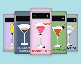 Espresso martini Mimosa Phone Case Cocktail names Cover for Google Pixel 8, 8A, 8Pro, 7, 7A, 7Pro, 6, 6A, 6Pro, 5A, iPhone 15 14 13 12 11 Xr