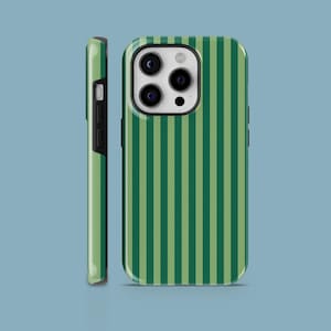 Custodia per telefono a strisce verdi, cover minimalista per iPhone 16, 15, 14, 13, 12, 11, Samsung S25Ultra, S24, S23FE, A54, A25, A14, Pixel 9, 8A, 8Pro, 7Pro
