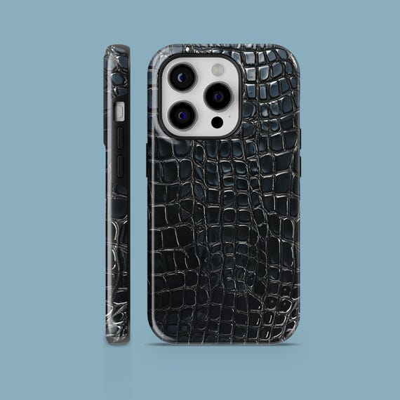 Black Croc Phone Case Crocodile Alligator Cover for iPhone 17, 16