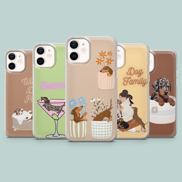 Sausage dog Phone Case Wiener dog Cover for iPhone 15, 14, 13, 12, 11, Xr, Samsung S24Ultra, S23, S22FE, A54, A25, A14, Pixel 8 7A 7Pro 6Pro