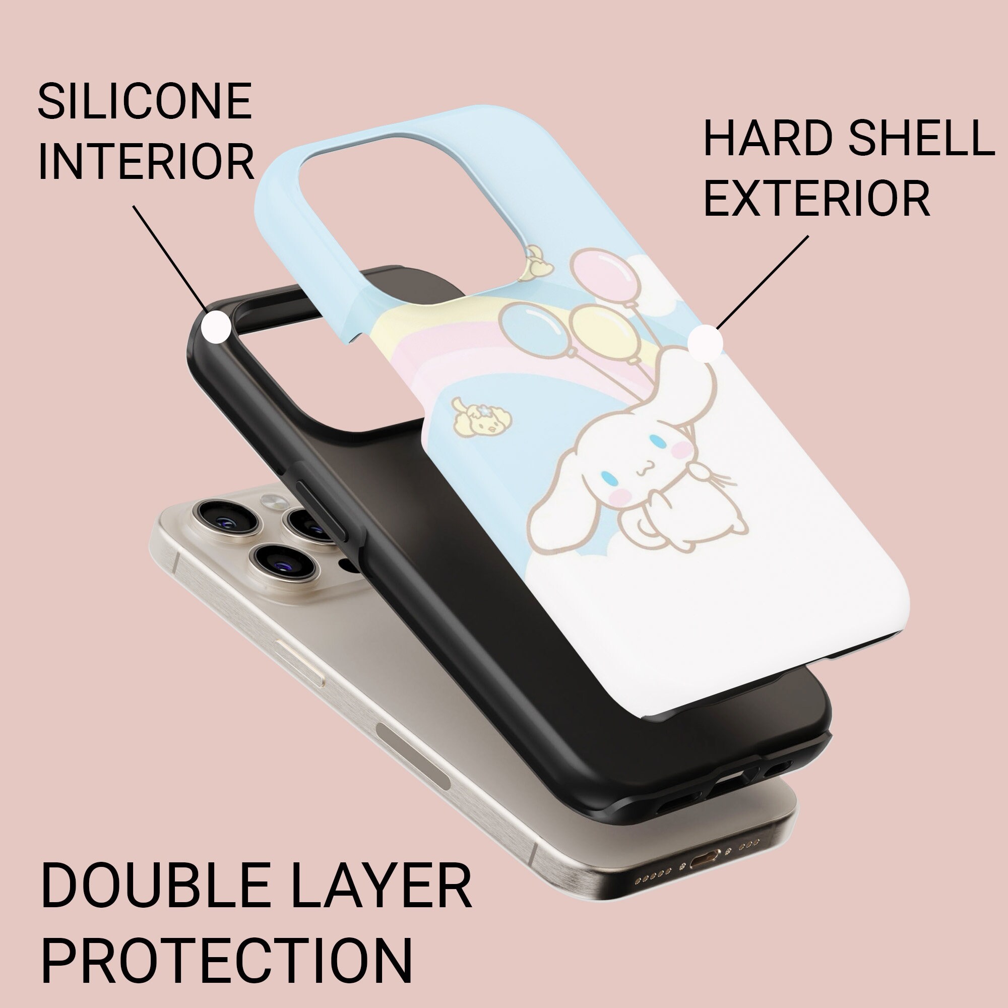 Cinnamoroll Phone Case Sanrio Kawaii Cover for iPhone 16, 15