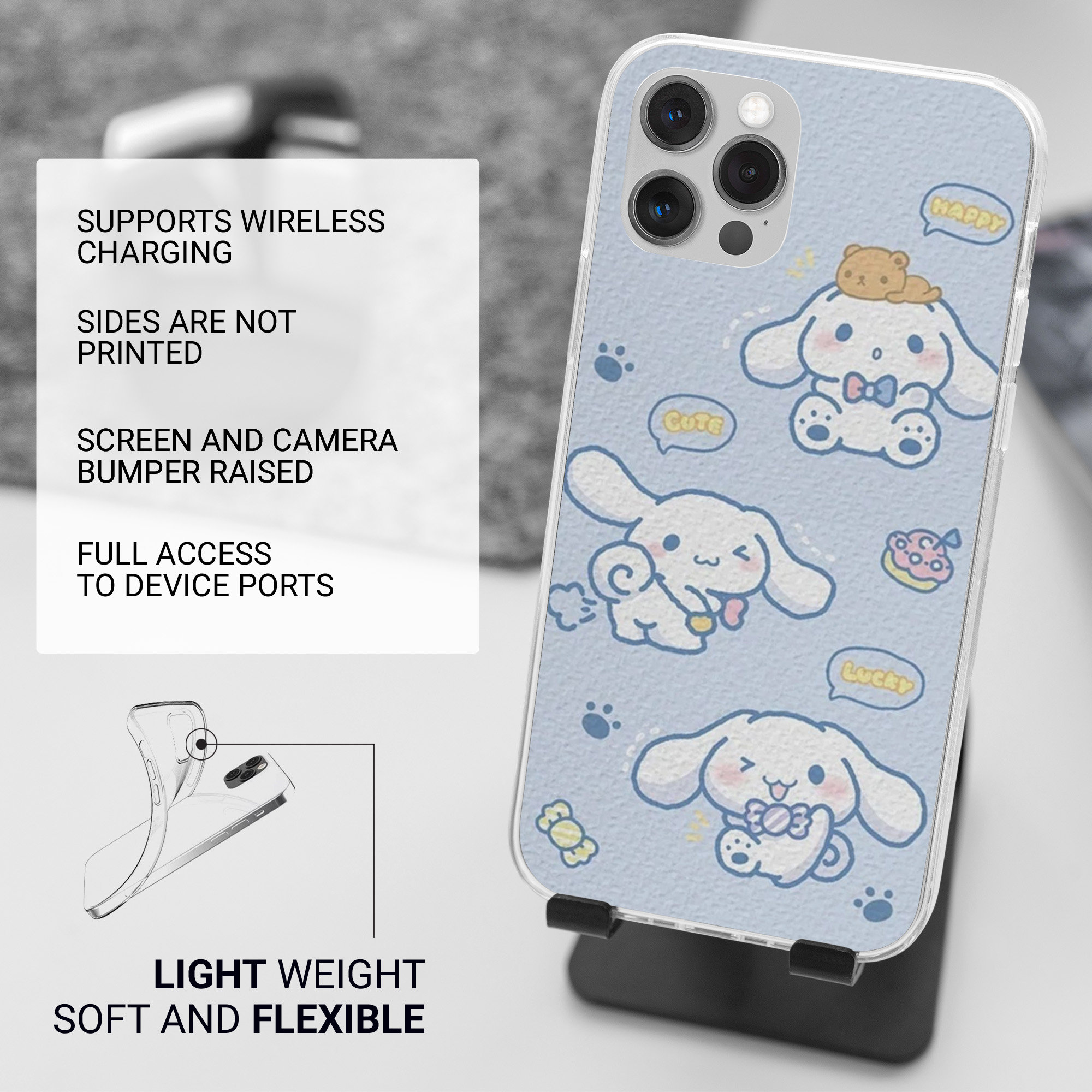 Cinnamoroll Phone Case Sanrio Cover for iPhone 16, 15, 14