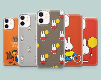 Miffy Phone Case cute Miffy Cover for iPhone 16, 15, 14, 13, 12, 11, Samsung S25Ultra, S24, S23FE, A54, A25, A14, Pixel 9, 8A, 8Pro, 7Pro