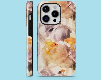 Coque de portable résistante orange poisson rouge pour animaux de compagnie pour iPhone 15, 14, 13, 12, 11, Xr Samsung S24Ultra S23 S22FE A54 A25 A14 Pixel 8 7A 7Pro 6Pro