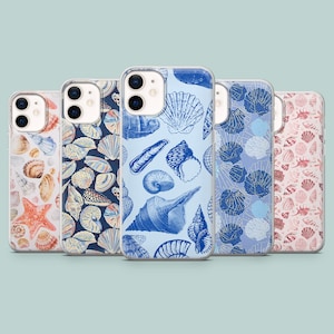 Coque de portable coquillages, art marin, coque pour iPhone 16, 15, 14, 13, 12, Xr, Samsung S25Ultra, S24, S23FE A54 A25 A14 Pixel 8 7A 7Pro