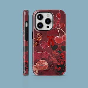Coque de téléphone collage bordeaux coque glamour bordeaux pour iPhone 16 15 14 13 12 11 Samsung S25Ultra S24 S23FE A54 A25 A14 Pixel 9 8A 8Pro 7Pro