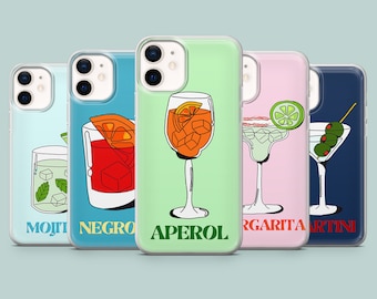 Aperol margarita martini Phone Case cocktail noms Cover pour iPhone 15, 14, 13, 12 11 Samsung S24Ultra S23 S22FE A54 A25 A15 Pixel 8 7A 7Pro