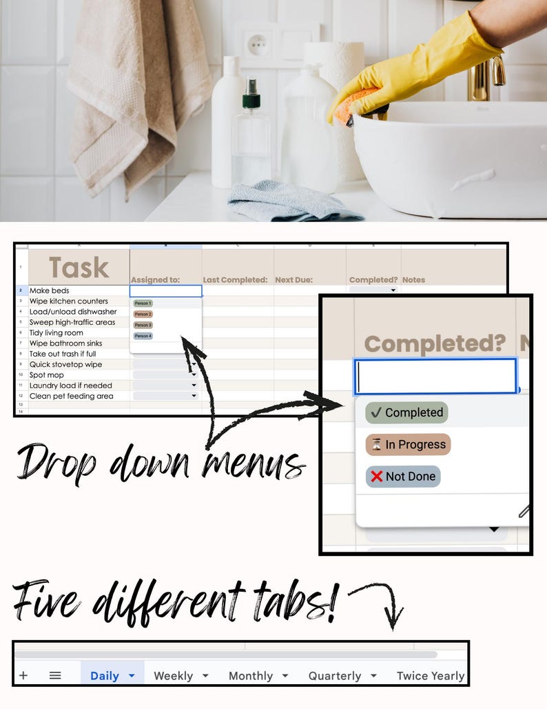 Editable Cleaning Checklist Planner Template Google Doc Neutral Toned ...
