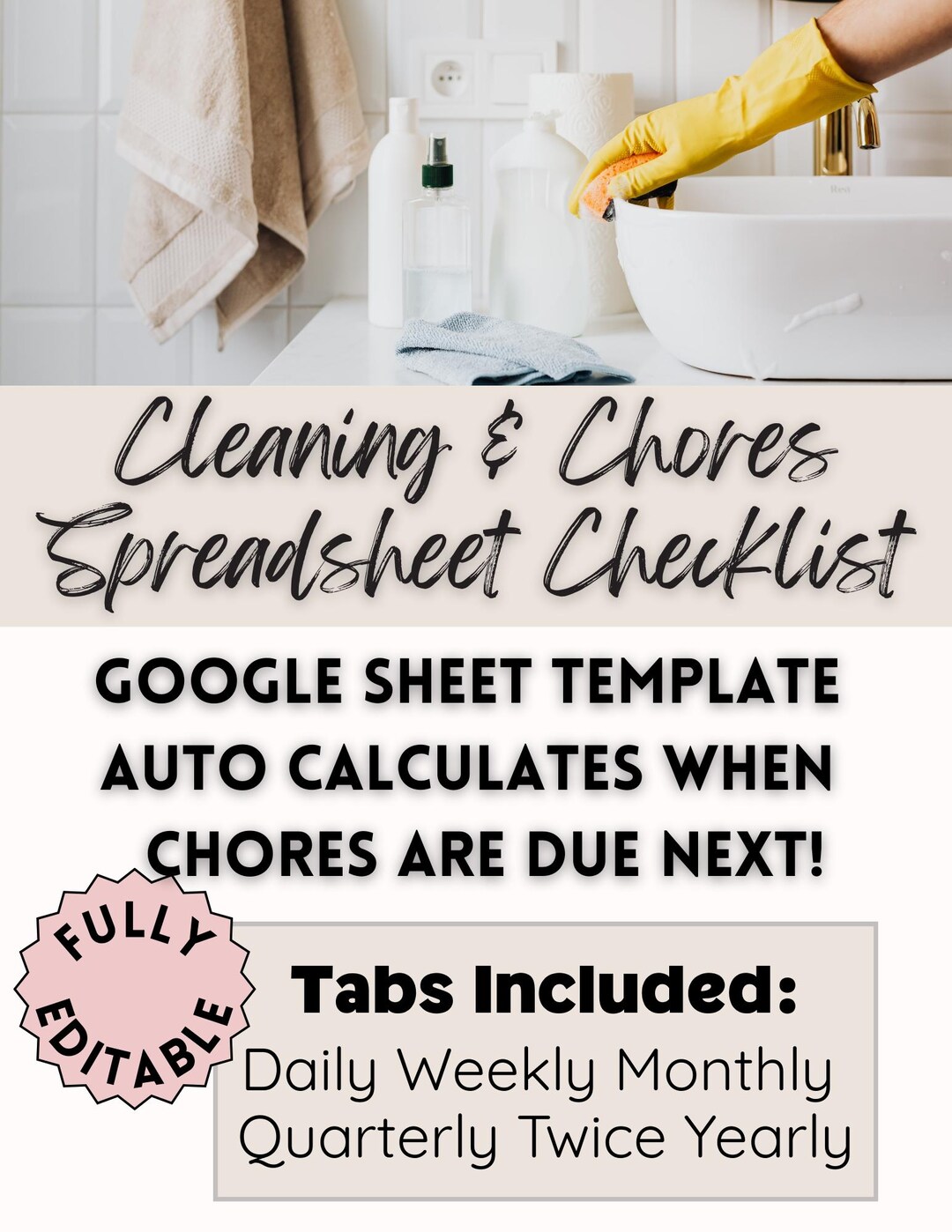 Editable Cleaning Checklist Planner Template Google Doc Neutral Toned ...