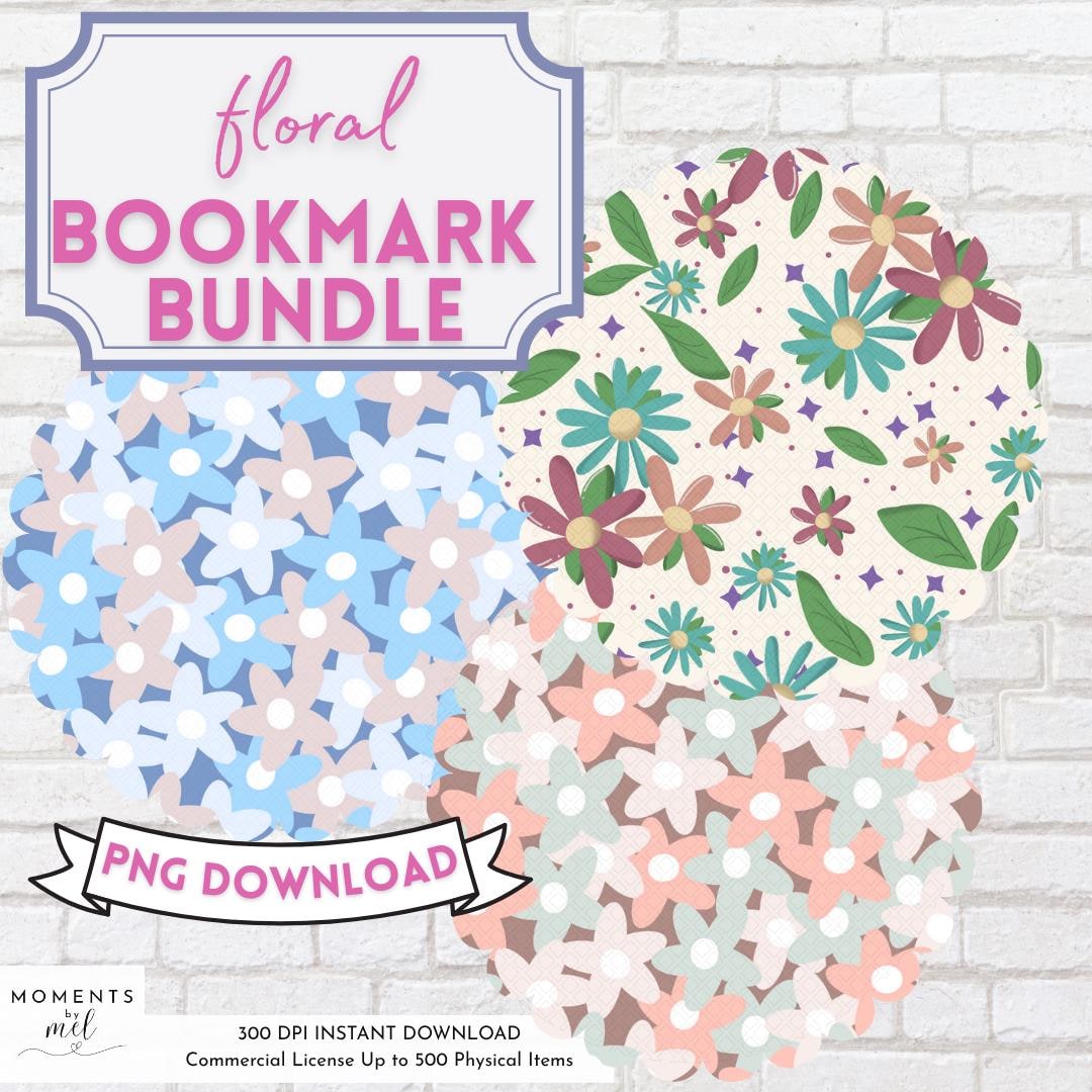 3 Pack Floral Digital Bookmark Bundle - Etsy