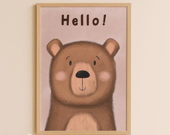 Bear Nursery Art Print – Woodland Kids Room Decor