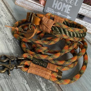 Rope collar and rope leash for large and small dogs adjustable in a set or individually
