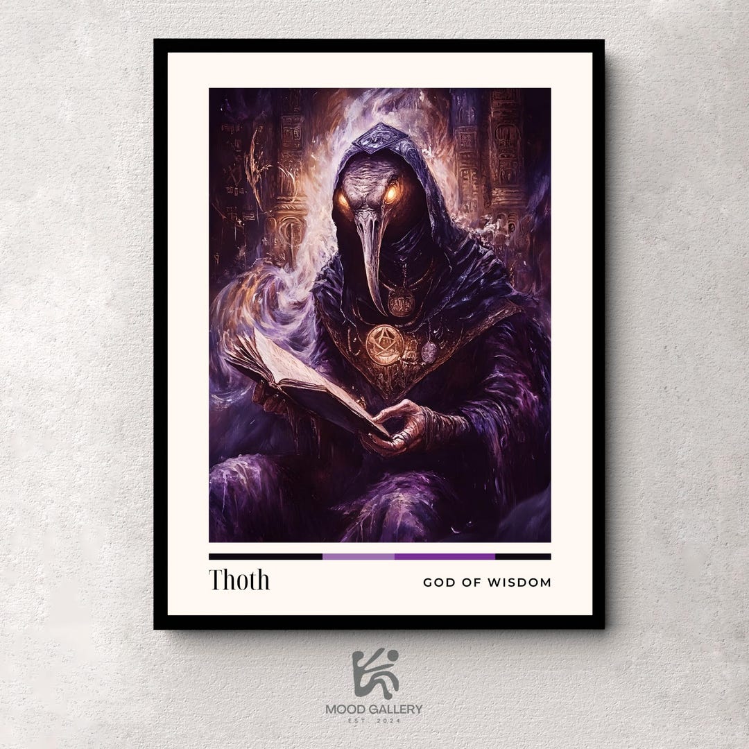 Thoth Art Poster, Egyptian God of Wisdom and Writing, Wiccan Decor ...