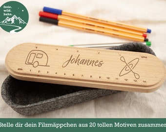 Op maat gemaakte vilten etui met houten deksel, perfect cadeau voor leraren, vader, moeder, opa, oma, vrienden, handgemaakt en uniek!