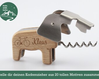 Personalisierbarer Elefanten-Korkenzieher: Hochwertiges Holz und Stahl Design, ideales Geschenk für Weihnachten, Geburtstage und Jubiläen