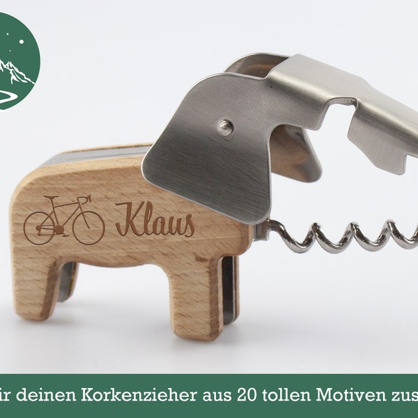 Personalisierbarer Elefanten-Korkenzieher: Hochwertiges Holz und Stahl Design, ideales Geschenk für Weihnachten, Geburtstage und Jubiläen