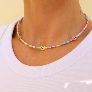 TRICOLOR Smiley Choker | bunte Perlenkette | Smiley Halskette | Gkücksbringer | Gute Laune | Halskette | Smiley Necklace | colorful | boho