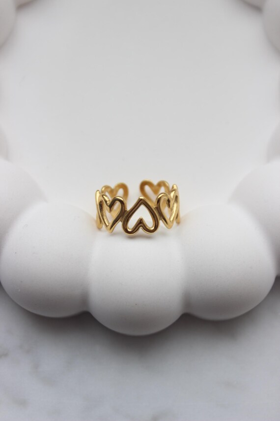 Open heart ring | Herzchen Ring | mit Öffnung | 18k Vergoldung | verstellbar | chunky Ring | Ring in Herzform | Geschenk für Sie