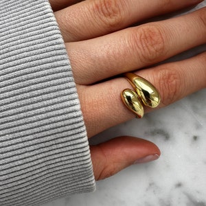 Tropfen Ring Wave Ring gold minimalistisch Wassertropfen Statement Ring 925 Sterling silber verstellbar Schmuck Geschenk afbeelding 2