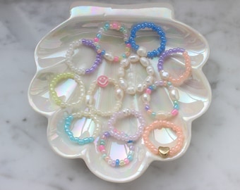 Süße Stapelringe | echte Süßwasserperlen | Glasperlen | beach accessoires | Freundschaftsringe | bunte Perlenringe | handmade | Geschenk