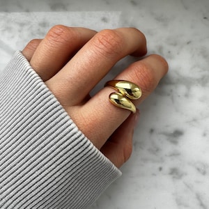 Tropfen Ring Wave Ring gold minimalistisch Wassertropfen Statement Ring 925 Sterling silber verstellbar Schmuck Geschenk afbeelding 1