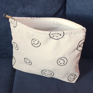 Smiley Kosmetiktasche Cordbeutel Kulturbeutel Smiley Bag vintage Tasche Must-Have 100% Cord beige Smiley-Print Bild 5