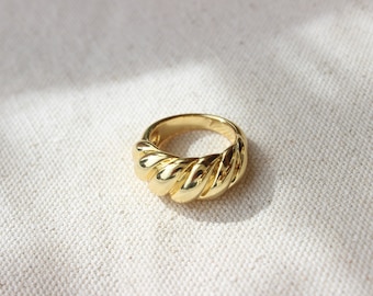 Croissant Ring | Statement Ring | Maxi Ring | 18k vergoldet | twisted Ring | wasserfest | geflochten | gold | chunky Ring | Geschenk für Sie