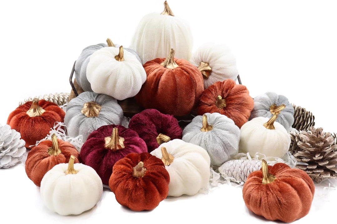 Luxury Mini Velvet Pumpkins for Fall Table Decor Artificial Etsy