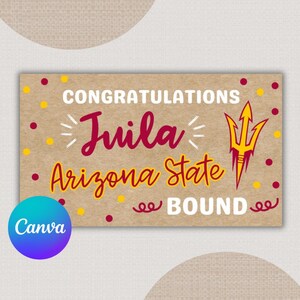 Plantilla de pancarta "Arizona State Bound" 35x60, plantilla editable de Canva, decoración para fiesta de graduación, descarga imprimible.