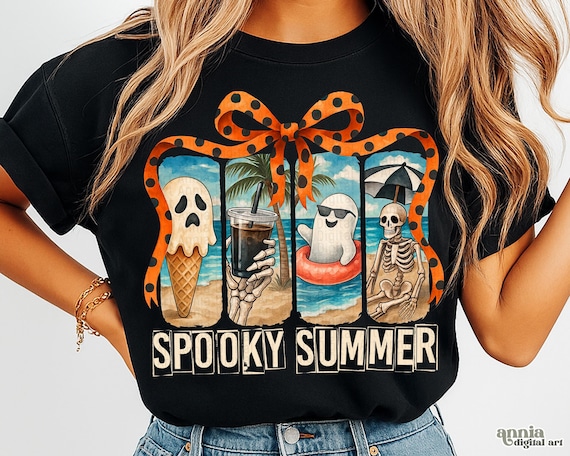 Coquette Spooky Summer PNG, Funny Brushstroke Sublimation Design, Hot Ghoul Summer Png, Watercolor Summerween Png, Skeleton Ghost Summer Png