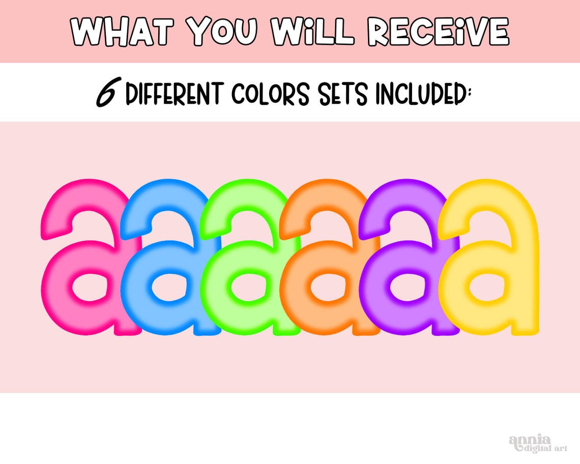 Neon Preppy Doodle Alphabet PNG, Bright Doodle Alpha Letters and ...