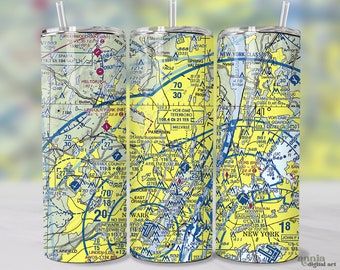 Pilot Tumbler Wrap, Vliegtuig Vliegkaart 20oz Tumbler Sublimatie Ontwerp, Luchtvaart Sectionele Kaart Tumbler PNG, Luchtvaart Lover PNG